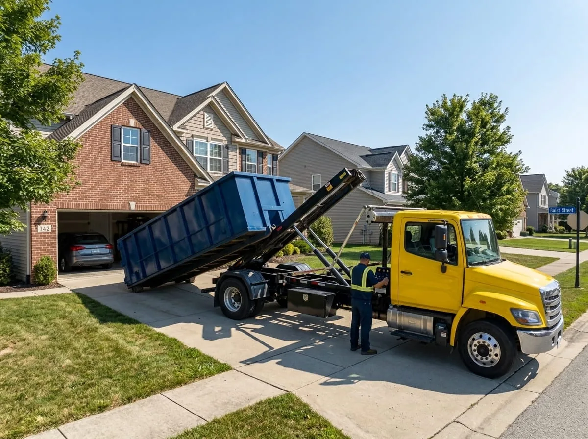 Dumpster placed on a private driveway in Howell MI, no permit needed